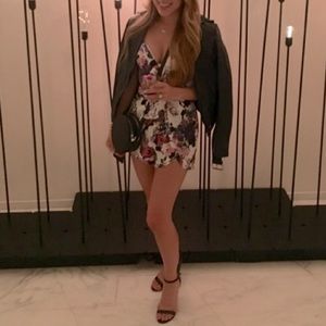 Bebe Floral Cutout Romper